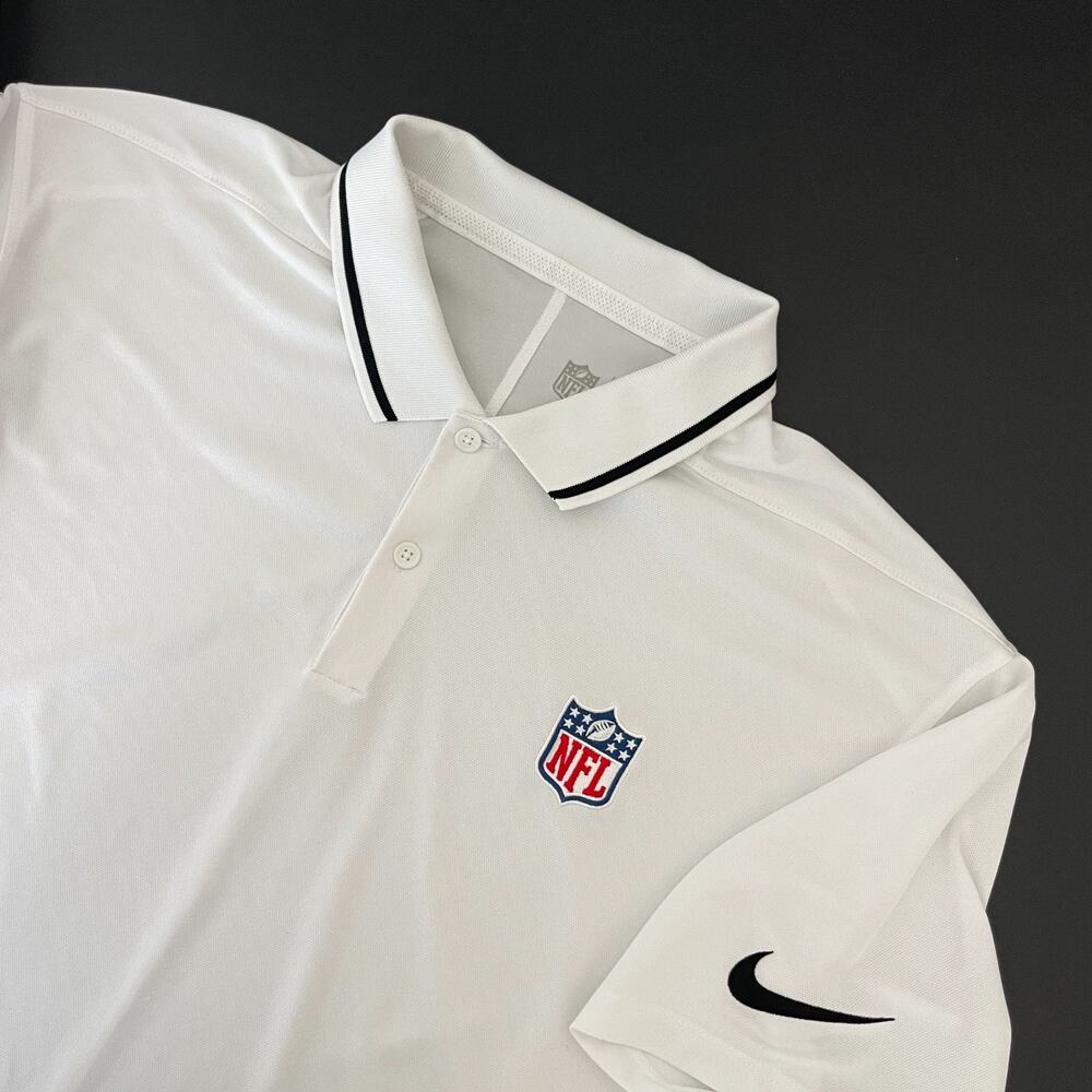 Nike NFL Dri Fit On Field‎ Polo Shirt Mens Large White Short Sleeve Performance
